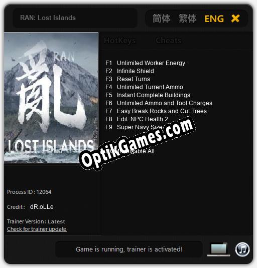 RAN: Lost Islands: TRAINER AND CHEATS (V1.0.40)