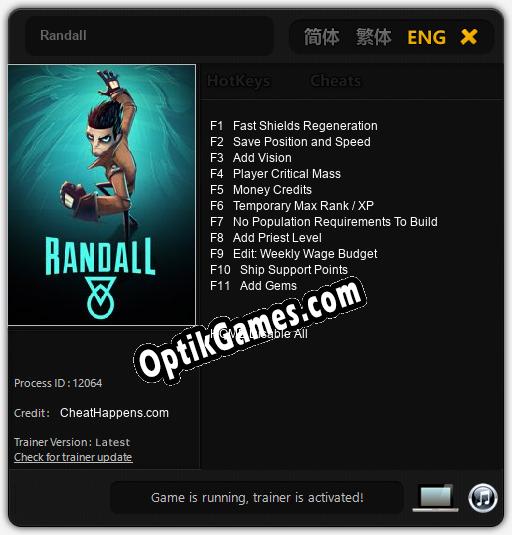 Randall: TRAINER AND CHEATS (V1.0.15)