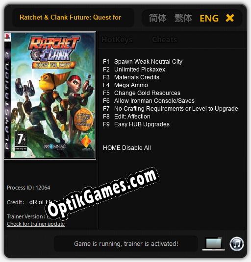 Ratchet & Clank Future: Quest for Booty: Cheats, Trainer +9 [dR.oLLe]