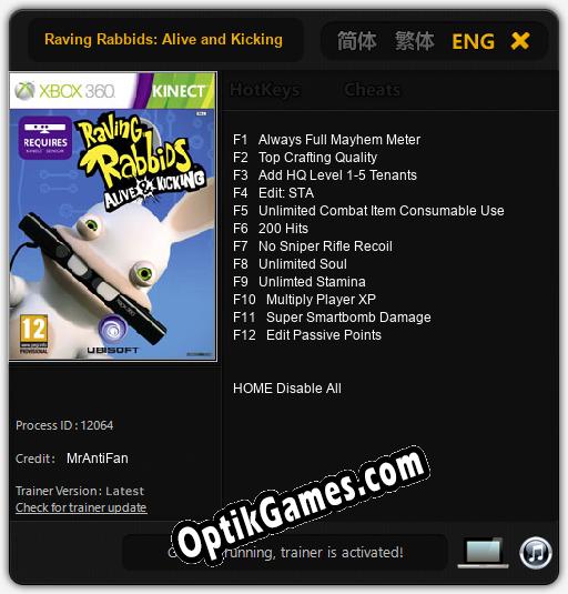 Raving Rabbids: Alive and Kicking: TRAINER AND CHEATS (V1.0.87)