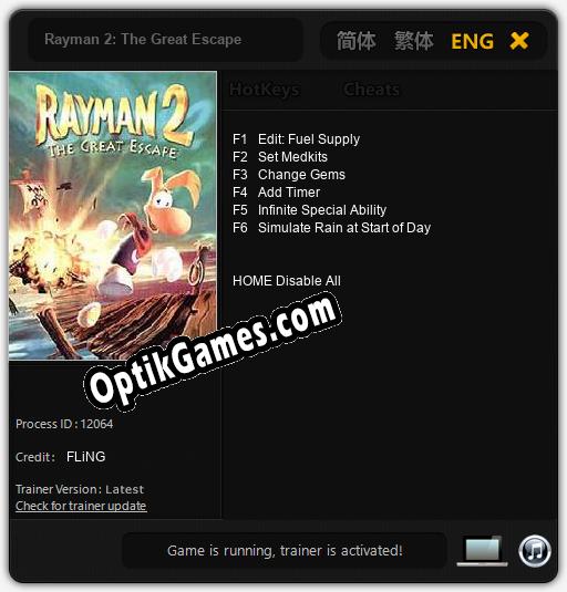 Trainer for Rayman 2: The Great Escape [v1.0.6]