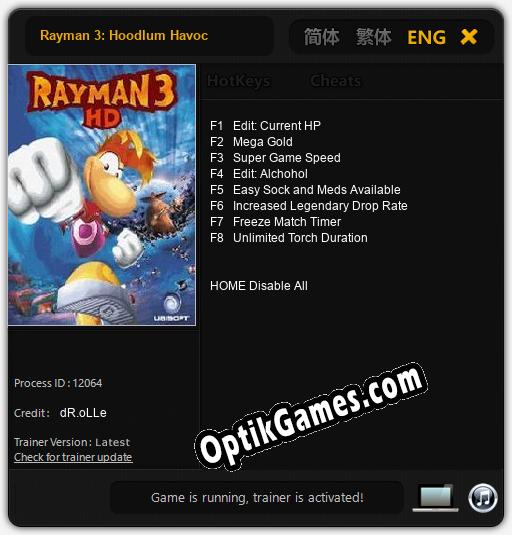 Rayman 3: Hoodlum Havoc: Trainer +8 [v1.3]