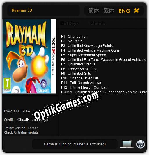 Rayman 3D: Cheats, Trainer +13 [CheatHappens.com]