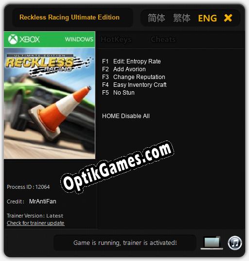 Reckless Racing Ultimate Edition: TRAINER AND CHEATS (V1.0.16)