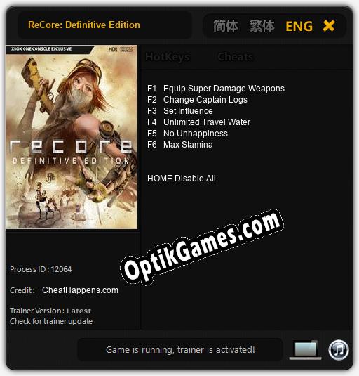 Trainer for ReCore: Definitive Edition [v1.0.4]