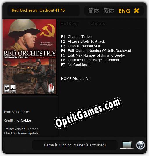Red Orchestra: Ostfront 41-45: TRAINER AND CHEATS (V1.0.17)
