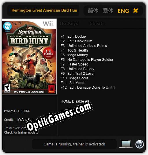 Remington Great American Bird Hunt: Cheats, Trainer +12 [MrAntiFan]