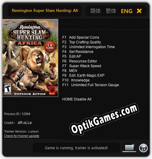 Remington Super Slam Hunting: Africa: TRAINER AND CHEATS (V1.0.23)