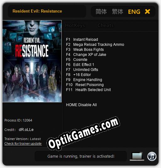 Resident Evil: Resistance: TRAINER AND CHEATS (V1.0.56)