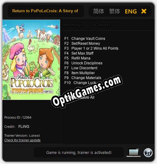 Trainer for Return to PoPoLoCrois: A Story of Seasons Fairytale [v1.0.3]