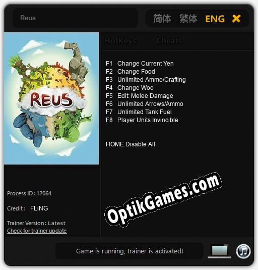 Reus: Trainer +8 [v1.3]