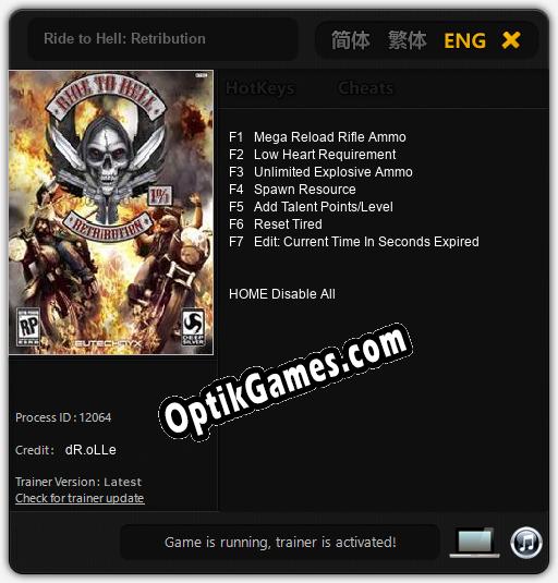 Ride to Hell: Retribution: TRAINER AND CHEATS (V1.0.59)