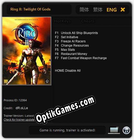 Ring II: Twilight Of Gods: TRAINER AND CHEATS (V1.0.11)