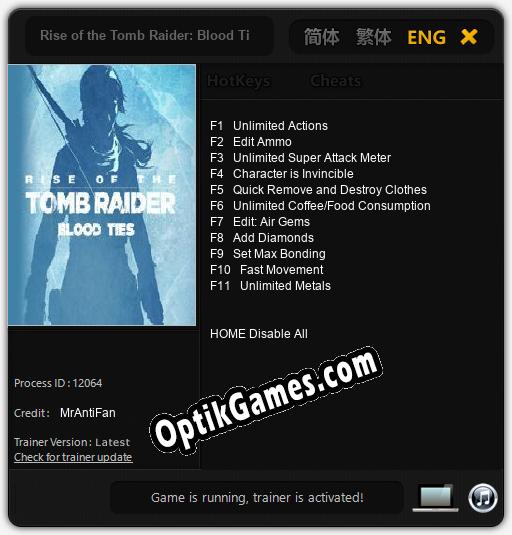 rise of the tomb raider cheats trainer