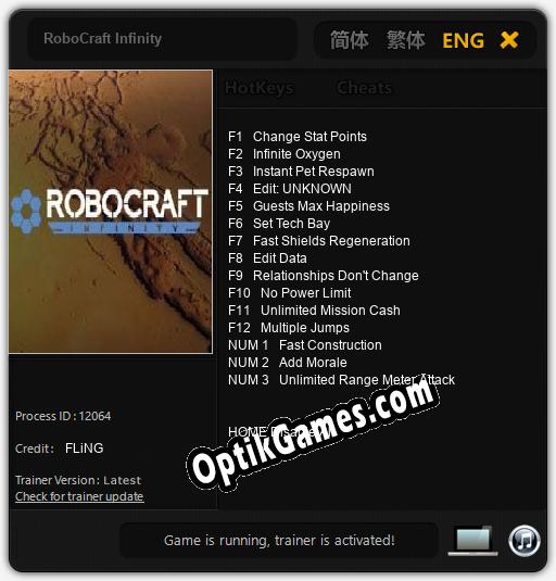 RoboCraft Infinity: Cheats, Trainer +15 [FLiNG]