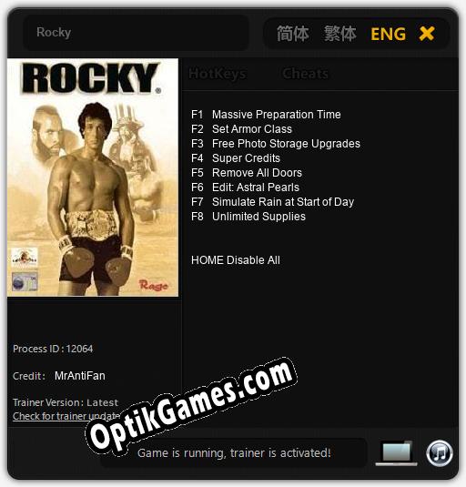 Rocky: Cheats, Trainer +8 [MrAntiFan]