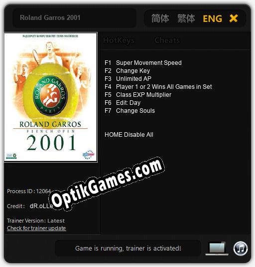 Roland Garros 2001: Trainer +7 [v1.7]