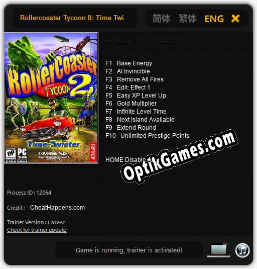 Rollercoaster Tycoon II: Time Twister: Trainer +10 [v1.2]