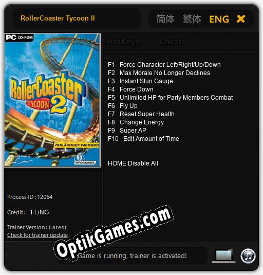 RollerCoaster Tycoon II: TRAINER AND CHEATS (V1.0.45)