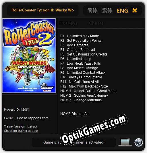 RollerCoaster Tycoon II: Wacky Worlds: Trainer +15 [v1.5]