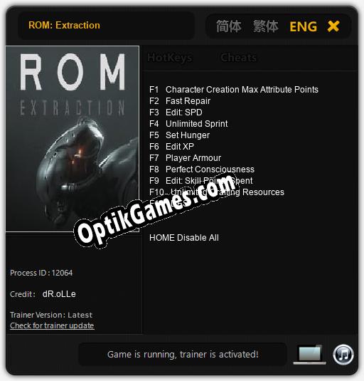 ROM: Extraction: TRAINER AND CHEATS (V1.0.92)