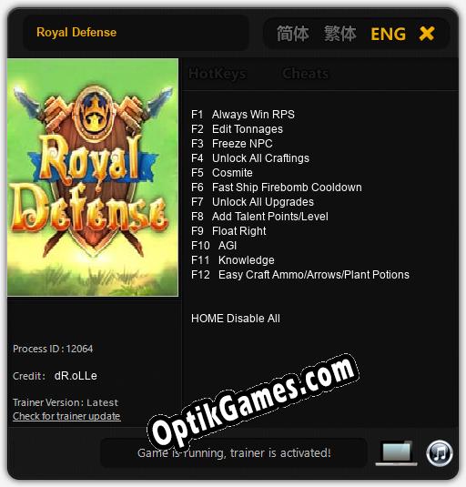 Trainer for Royal Defense [v1.0.2]