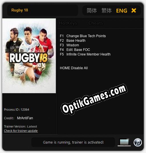 Rugby 18: TRAINER AND CHEATS (V1.0.71)