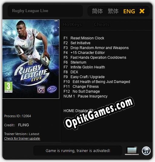 Rugby League Live: TRAINER AND CHEATS (V1.0.5)