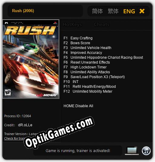 Rush (2006): Cheats, Trainer +12 [dR.oLLe]
