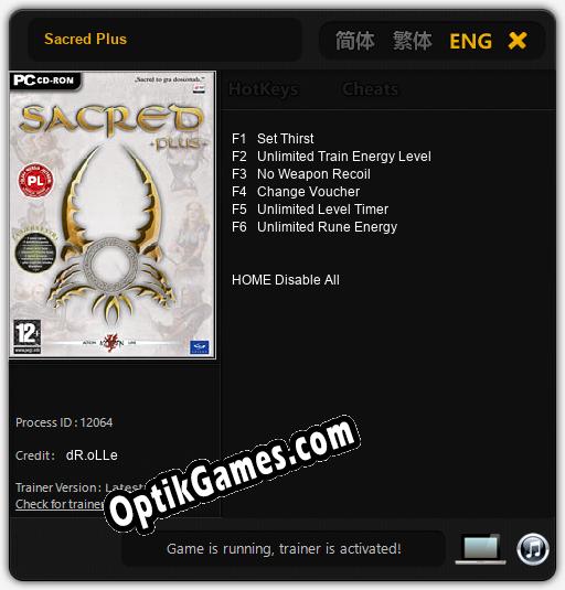 Sacred Plus: TRAINER AND CHEATS (V1.0.76)