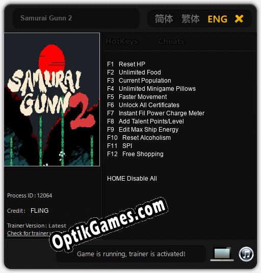 Trainer for Samurai Gunn 2 [v1.0.3]