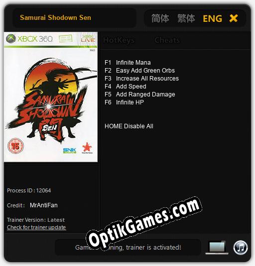Samurai Shodown Sen: Trainer +6 [v1.1]
