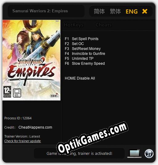 Trainer for Samurai Warriors 2: Empires [v1.0.4]