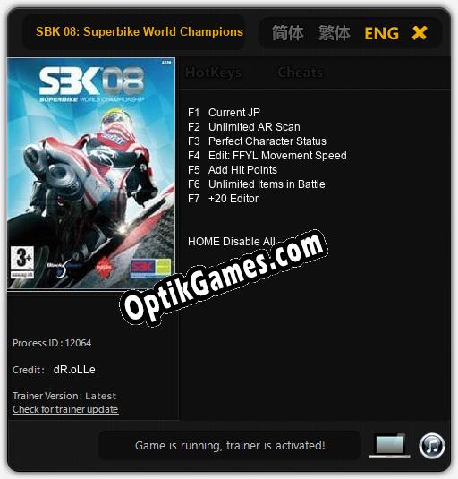 SBK 08: Superbike World Championship 08: TRAINER AND CHEATS (V1.0.95)