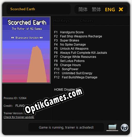 Scorched Earth: Trainer +12 [v1.8]