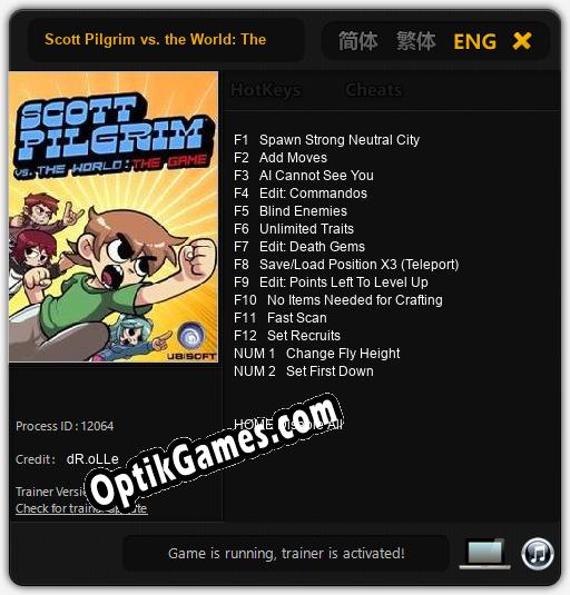 Scott Pilgrim vs. the World: The Game: Trainer +14 [v1.1]