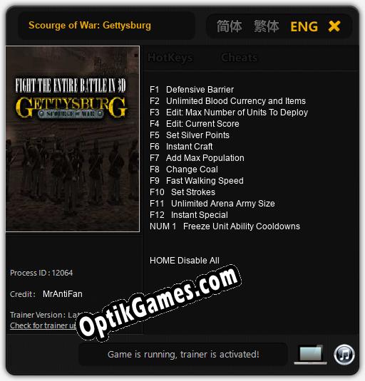 Scourge of War: Gettysburg: Cheats, Trainer +13 [MrAntiFan]