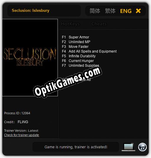 Seclusion: Islesbury: Cheats, Trainer +7 [FLiNG]