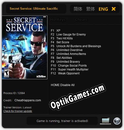 Secret Service: Ultimate Sacrifice: Cheats, Trainer +12 [CheatHappens.com]