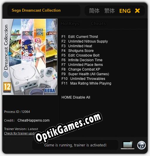 Sega Dreamcast Collection: TRAINER AND CHEATS (V1.0.9)