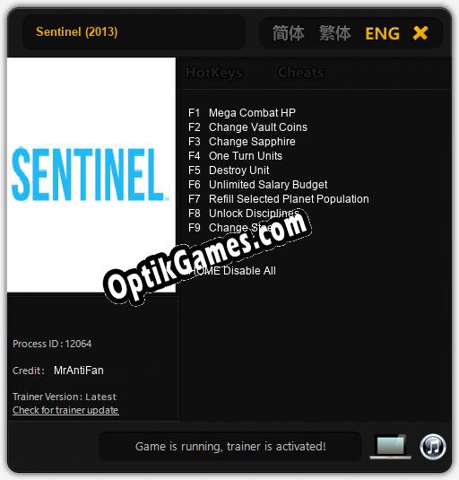 Trainer for Sentinel (2013) [v1.0.3]