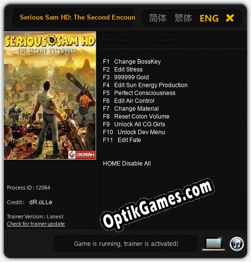 Serious Sam HD: The Second Encounter: TRAINER AND CHEATS (V1.0.95)