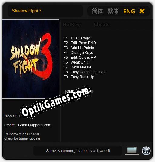 Shadow Fight 3: TRAINER AND CHEATS (V1.0.68)
