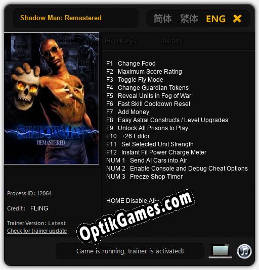Shadow Man: Remastered: TRAINER AND CHEATS (V1.0.24)