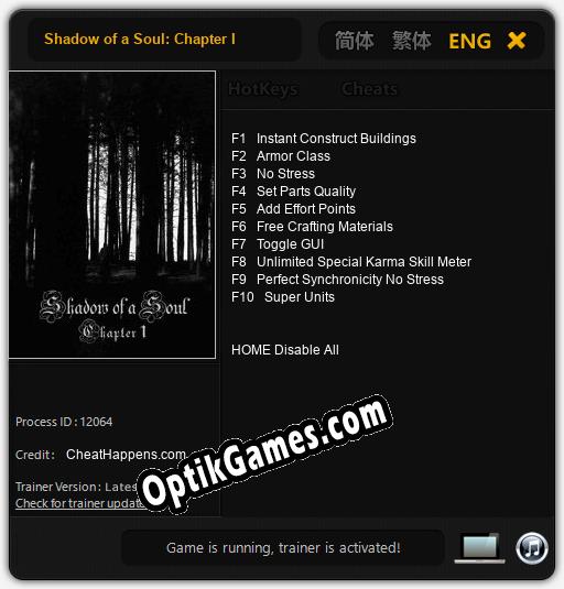 Trainer for Shadow of a Soul: Chapter I [v1.0.7]