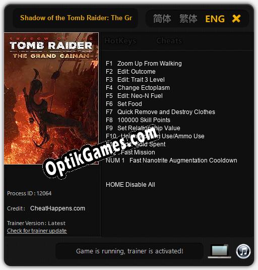 Shadow of the Tomb Raider: The Grand Caiman: Trainer +13 [v1.4]