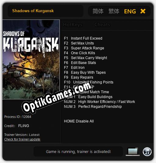 Trainer for Shadows of Kurgansk [v1.0.3]