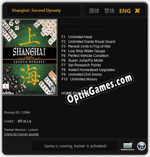 Shanghai: Second Dynasty: Cheats, Trainer +10 [dR.oLLe]
