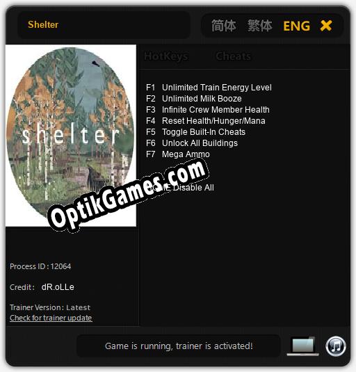 Shelter: TRAINER AND CHEATS (V1.0.66)