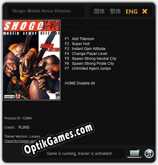 Trainer for Shogo: Mobile Armor Division [v1.0.3]